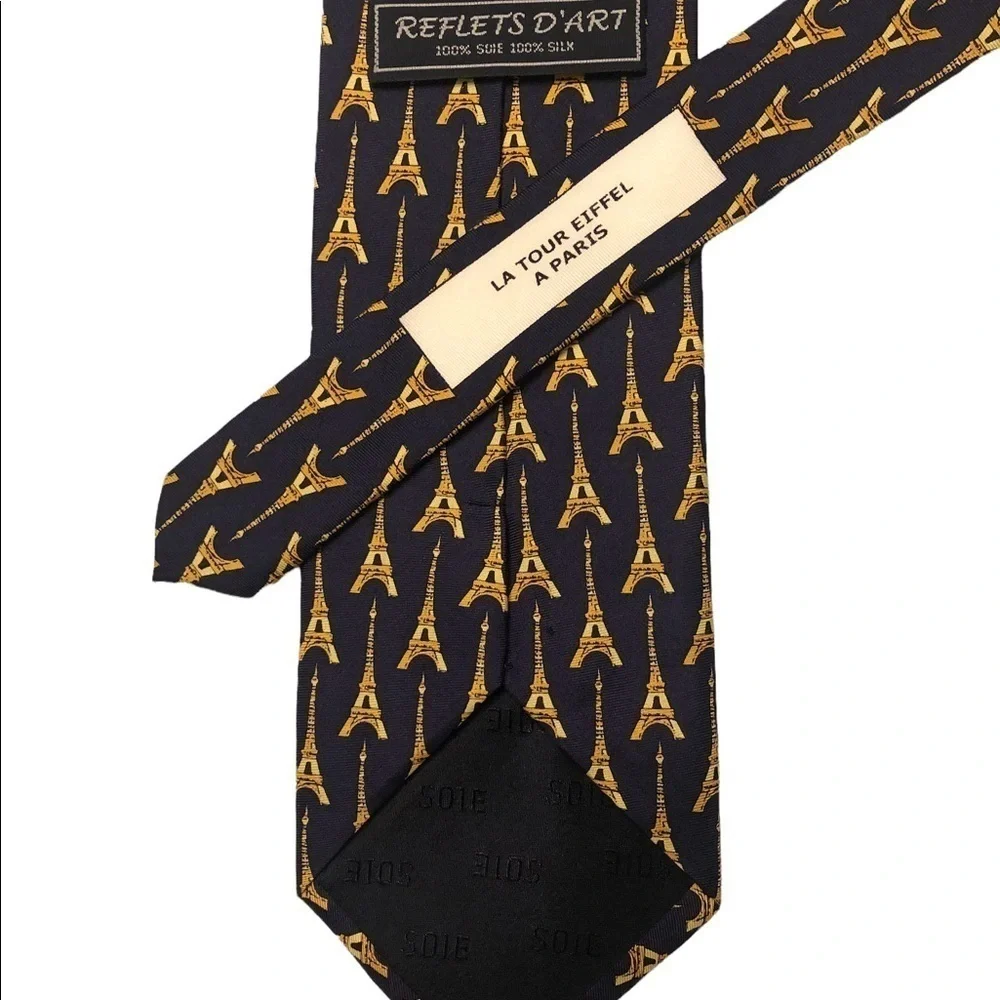 Eiffel Tower tie, blue & gold, conversation piece!